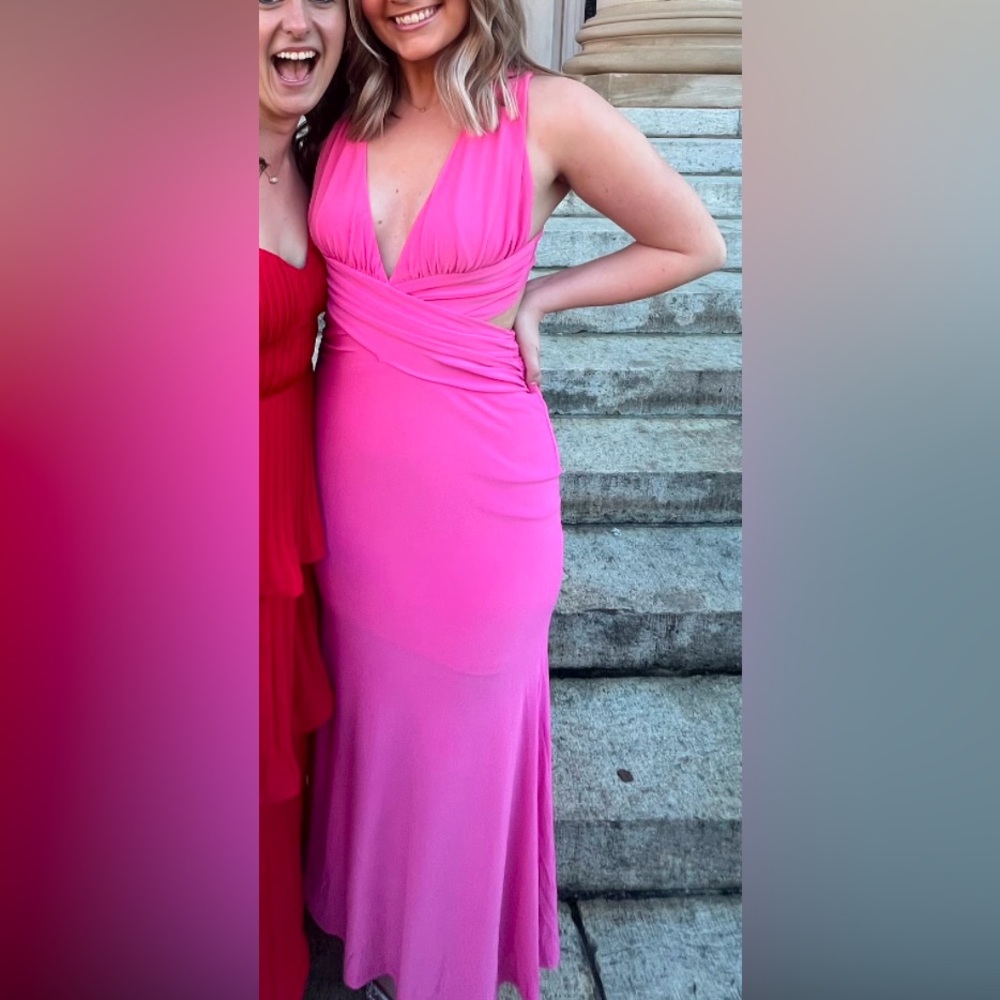 Pink Ruched Maxi Dress